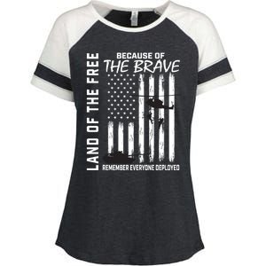 Land Of The Free Because Of The Brave Red Gift Friday Flag Gift Enza Ladies Jersey Colorblock Tee