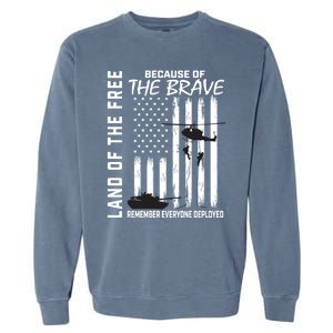 Land Of The Free Because Of The Brave Red Gift Friday Flag Gift Garment-Dyed Sweatshirt