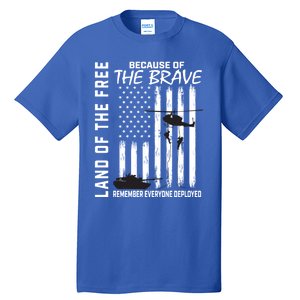 Land Of The Free Because Of The Brave Red Gift Friday Flag Gift Tall T-Shirt