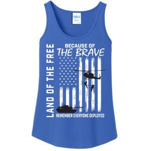 Land Of The Free Because Of The Brave Red Gift Friday Flag Gift Ladies Essential Tank