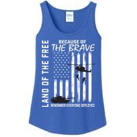 Land Of The Free Because Of The Brave Red Gift Friday Flag Gift Ladies Essential Tank