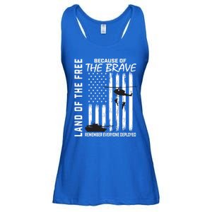 Land Of The Free Because Of The Brave Red Gift Friday Flag Gift Ladies Essential Flowy Tank