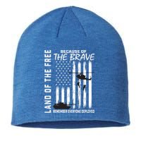 Land Of The Free Because Of The Brave Red Gift Friday Flag Gift Sustainable Beanie