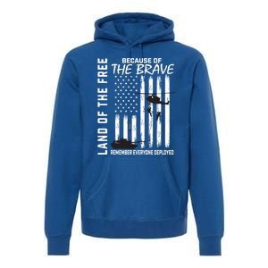 Land Of The Free Because Of The Brave Red Gift Friday Flag Gift Premium Hoodie