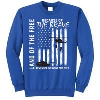 Land Of The Free Because Of The Brave Red Gift Friday Flag Gift Tall Sweatshirt