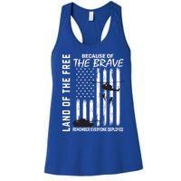 Land Of The Free Because Of The Brave Red Gift Friday Flag Gift Women's Racerback Tank