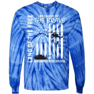 Land Of The Free Because Of The Brave Red Gift Friday Flag Gift Tie-Dye Long Sleeve Shirt