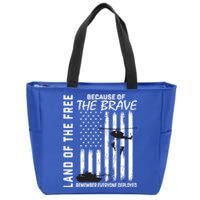 Land Of The Free Because Of The Brave Red Gift Friday Flag Gift Zip Tote Bag