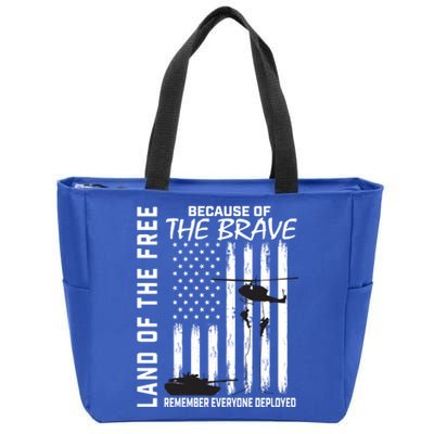 Land Of The Free Because Of The Brave Red Gift Friday Flag Gift Zip Tote Bag