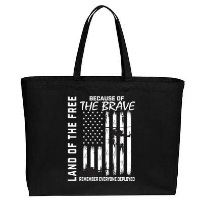 Land Of The Free Because Of The Brave Red Gift Friday Flag Gift Cotton Canvas Jumbo Tote