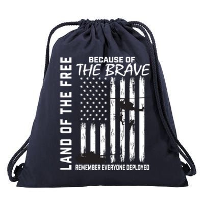 Land Of The Free Because Of The Brave Red Gift Friday Flag Gift Drawstring Bag