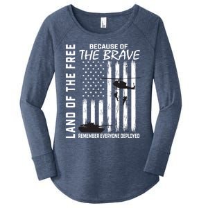 Land Of The Free Because Of The Brave Red Gift Friday Flag Gift Women's Perfect Tri Tunic Long Sleeve Shirt