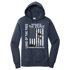 Land Of The Free Because Of The Brave Red Gift Friday Flag Gift Women's Pullover Hoodie