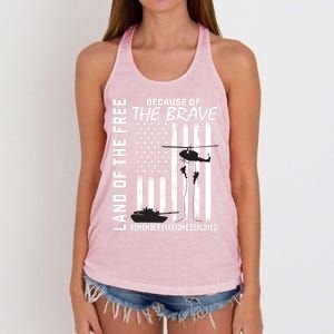 Land Of The Free Because Of The Brave Red Gift Friday Flag Gift Women's Knotted Racerback Tank