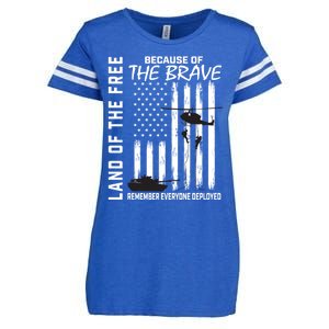 Land Of The Free Because Of The Brave Red Gift Friday Flag Gift Enza Ladies Jersey Football T-Shirt