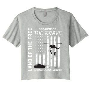 Land Of The Free Because Of The Brave Red Gift Friday Flag Gift Women's Crop Top Tee