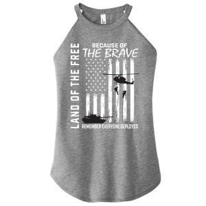 Land Of The Free Because Of The Brave Red Gift Friday Flag Gift Women's Perfect Tri Rocker Tank