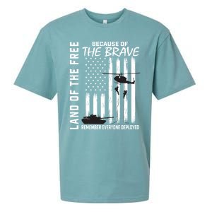 Land Of The Free Because Of The Brave Red Gift Friday Flag Gift Sueded Cloud Jersey T-Shirt