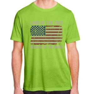 Land Of The Free Because Of The Brave Distress American Flag Great Gift Adult ChromaSoft Performance T-Shirt