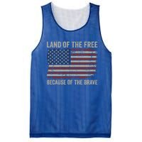 Land Of The Free Because Of The Brave Distress American Flag Great Gift Mesh Reversible Basketball Jersey Tank