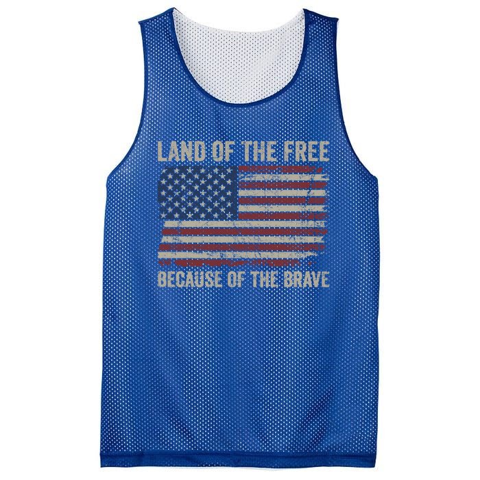 Land Of The Free Because Of The Brave Distress American Flag Great Gift Mesh Reversible Basketball Jersey Tank