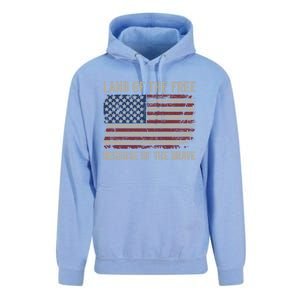 Land Of The Free Because Of The Brave Distress American Flag Great Gift Unisex Surf Hoodie