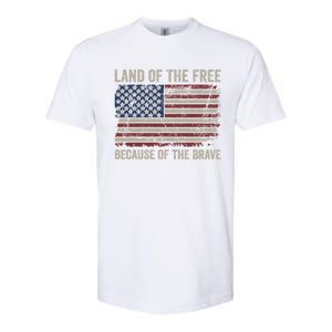 Land Of The Free Because Of The Brave Distress American Flag Great Gift Softstyle CVC T-Shirt