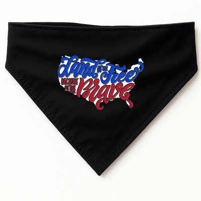 Land Of The Free Because Of The Brave USA America USA-Made Doggie Bandana