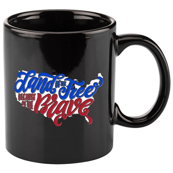Land Of The Free Because Of The Brave USA America 11oz C Handle Ceramic Mug