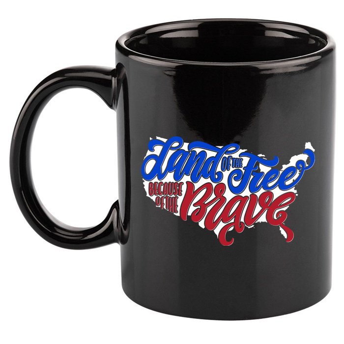 Land Of The Free Because Of The Brave USA America 11oz C Handle Ceramic Mug