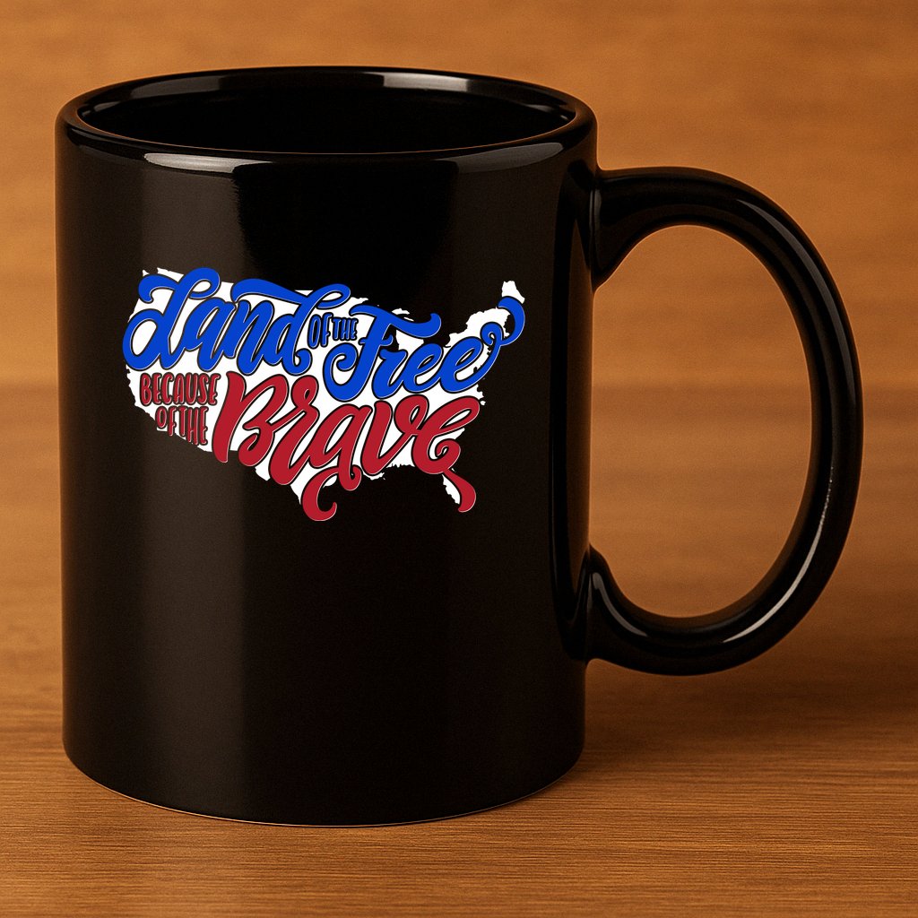 Land Of The Free Because Of The Brave USA America 11oz C Handle Ceramic Mug
