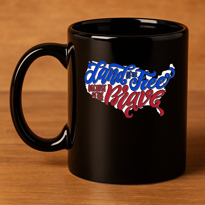 Land Of The Free Because Of The Brave USA America 11oz C Handle Ceramic Mug