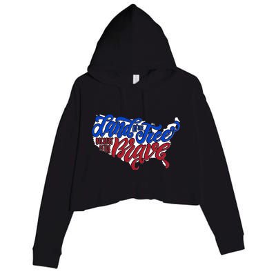 Land Of The Free Because Of The Brave USA America Crop Fleece Hoodie