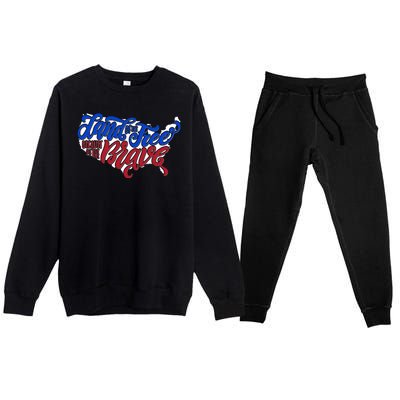 Land Of The Free Because Of The Brave USA America Premium Crewneck Sweatsuit Set