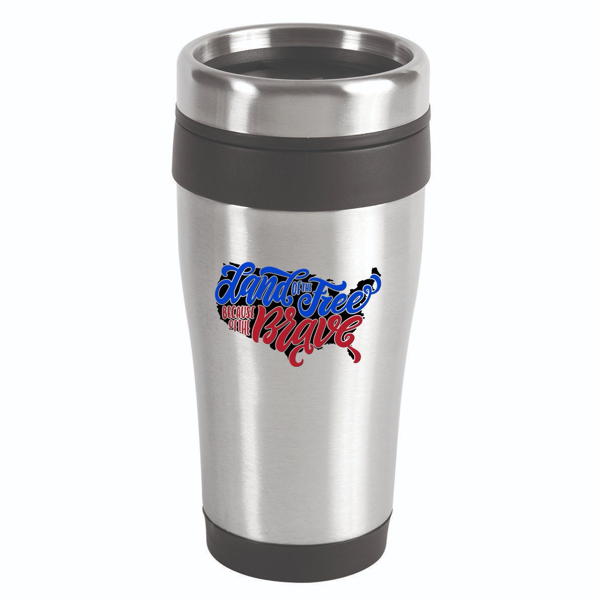 Land Of The Free Because Of The Brave USA America 16oz Travel Tumbler