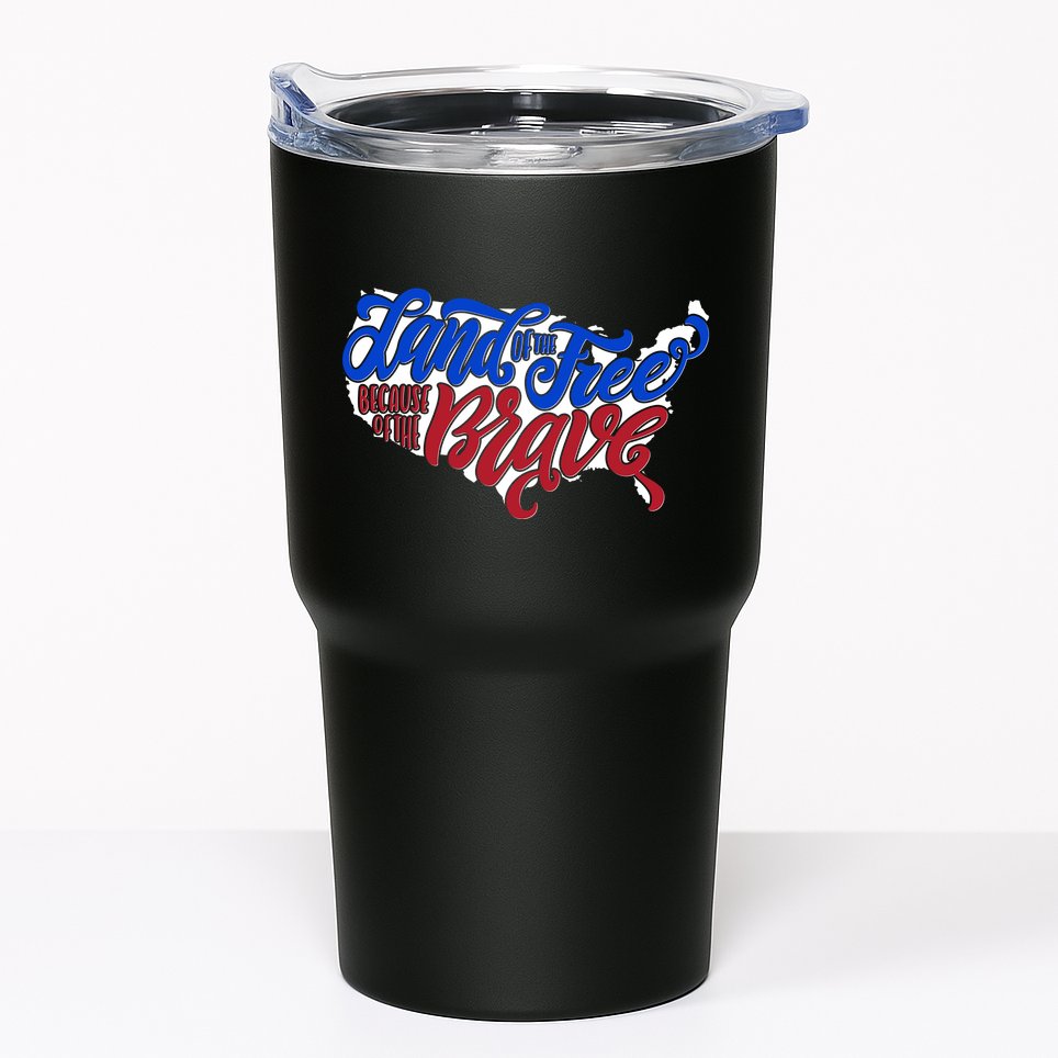 Land Of The Free Because Of The Brave USA America Tumbler