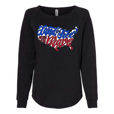 Land Of The Free Because Of The Brave USA America Womens California Wash Sweatshirt