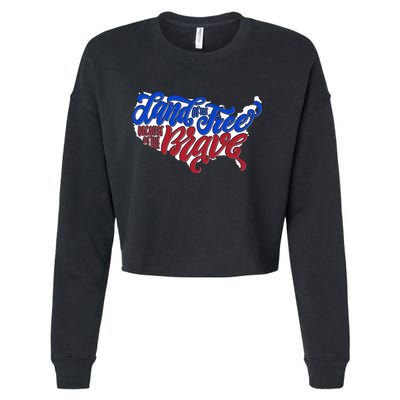 Land Of The Free Because Of The Brave USA America Cropped Pullover Crew