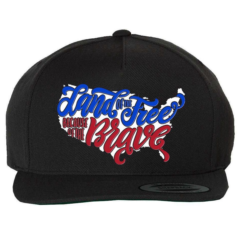 Land Of The Free Because Of The Brave USA America Wool Snapback Cap