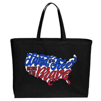 Land Of The Free Because Of The Brave USA America Cotton Canvas Jumbo Tote