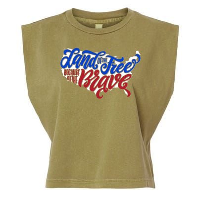 Land Of The Free Because Of The Brave USA America Garment-Dyed Women's Muscle Tee