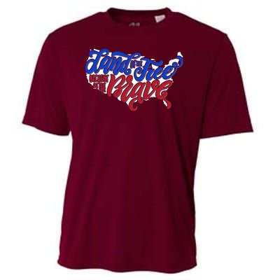 Land Of The Free Because Of The Brave USA America Cooling Performance Crew T-Shirt