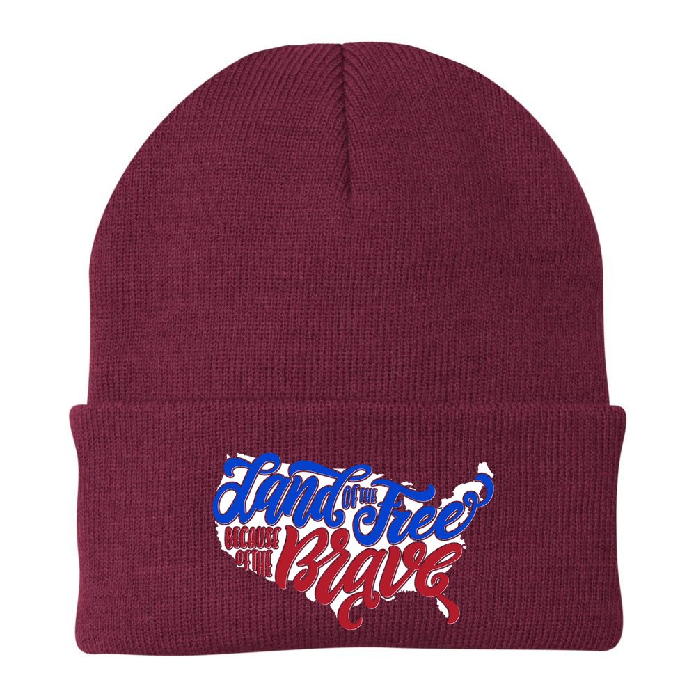 Land Of The Free Because Of The Brave USA America Beanie