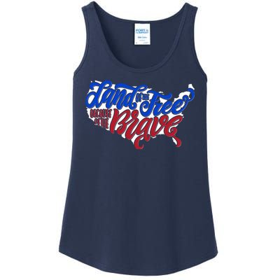 Land Of The Free Because Of The Brave USA America Ladies Essential Tank