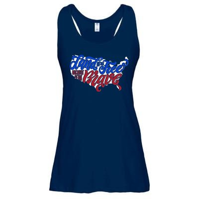 Land Of The Free Because Of The Brave USA America Ladies Essential Flowy Tank