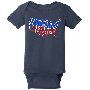 Land Of The Free Because Of The Brave USA America Baby Bodysuit