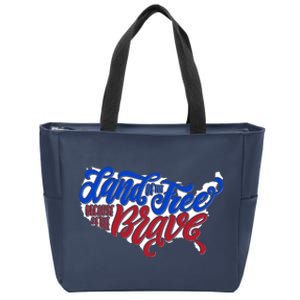 Land Of The Free Because Of The Brave USA America Zip Tote Bag