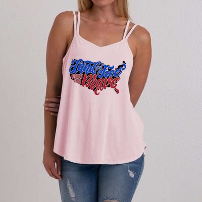 Land Of The Free Because Of The Brave USA America Women's Strappy Tank