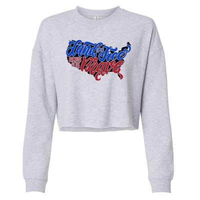 Land Of The Free Because Of The Brave USA America Cropped Pullover Crew