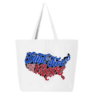 Land Of The Free Because Of The Brave USA America 25L Jumbo Tote